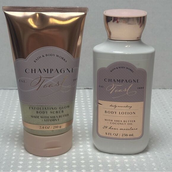 Bath & Body Works Champagne Toast Exfoliating Glow Body Scrub & Body Lotion Duo - Picture 3 of 6